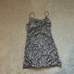 Zebra Cowl Neck Mini Dress